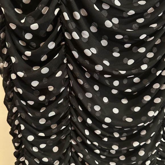 City Chic Ruched black/white polka dot dress plus size US 14 - Picture 5 of 14